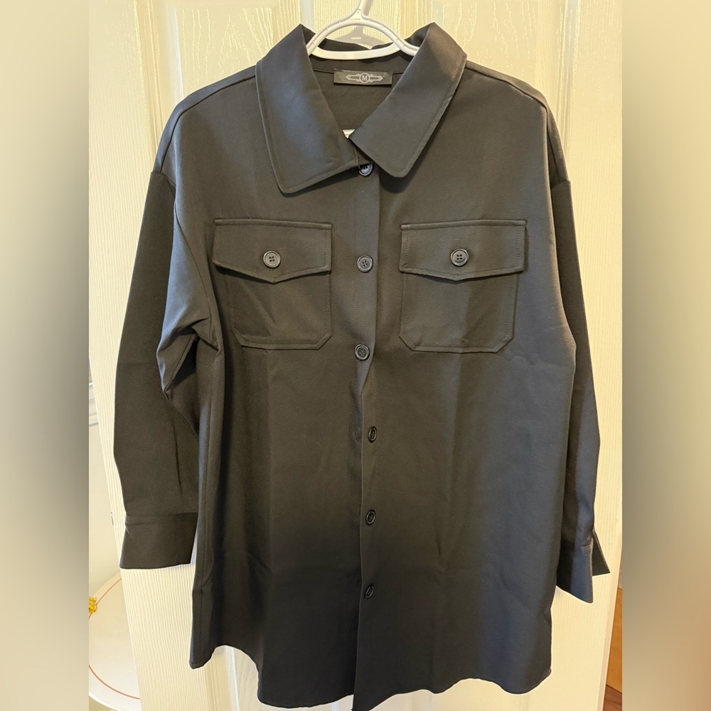 Black Button-Up Shirt Jacket